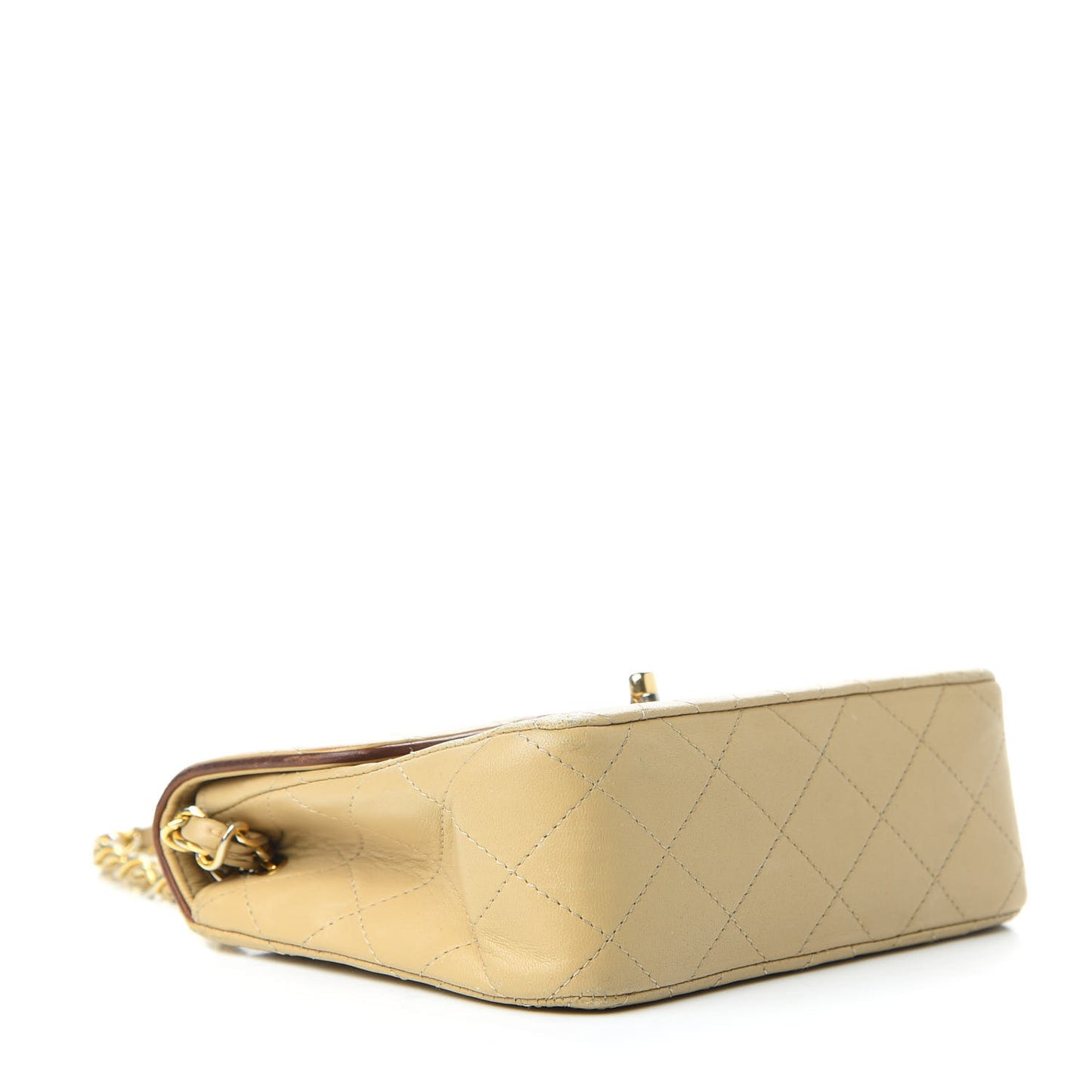 Lambskin Quilted Mini Square Flap Beige