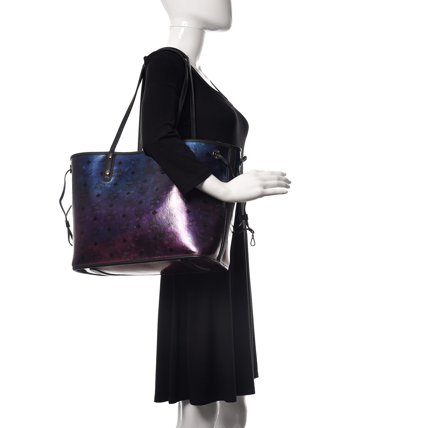 Metallic Galaxy Visetos Medium Project Reversible Shopper Tote Cognac Multicolor