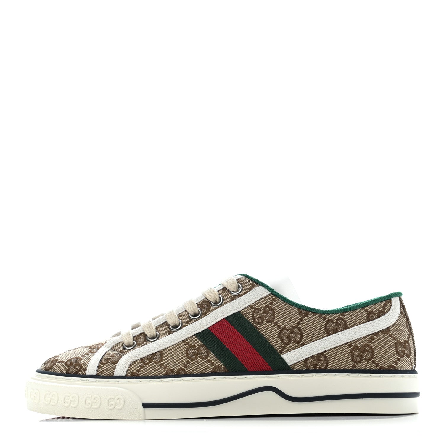 Gucci GG Monogram Web Womens 1977 Tennis Sneakers 37 Beige Ebony Mystic White 1 of 7