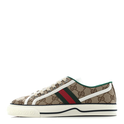 Gucci GG Monogram Web Womens 1977 Tennis Sneakers 37 Beige Ebony Mystic White 1 of 7
