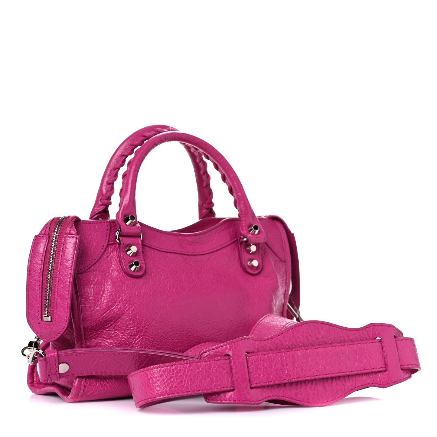 Agneau Classic Silver Hardware Mini City Rose Magenta