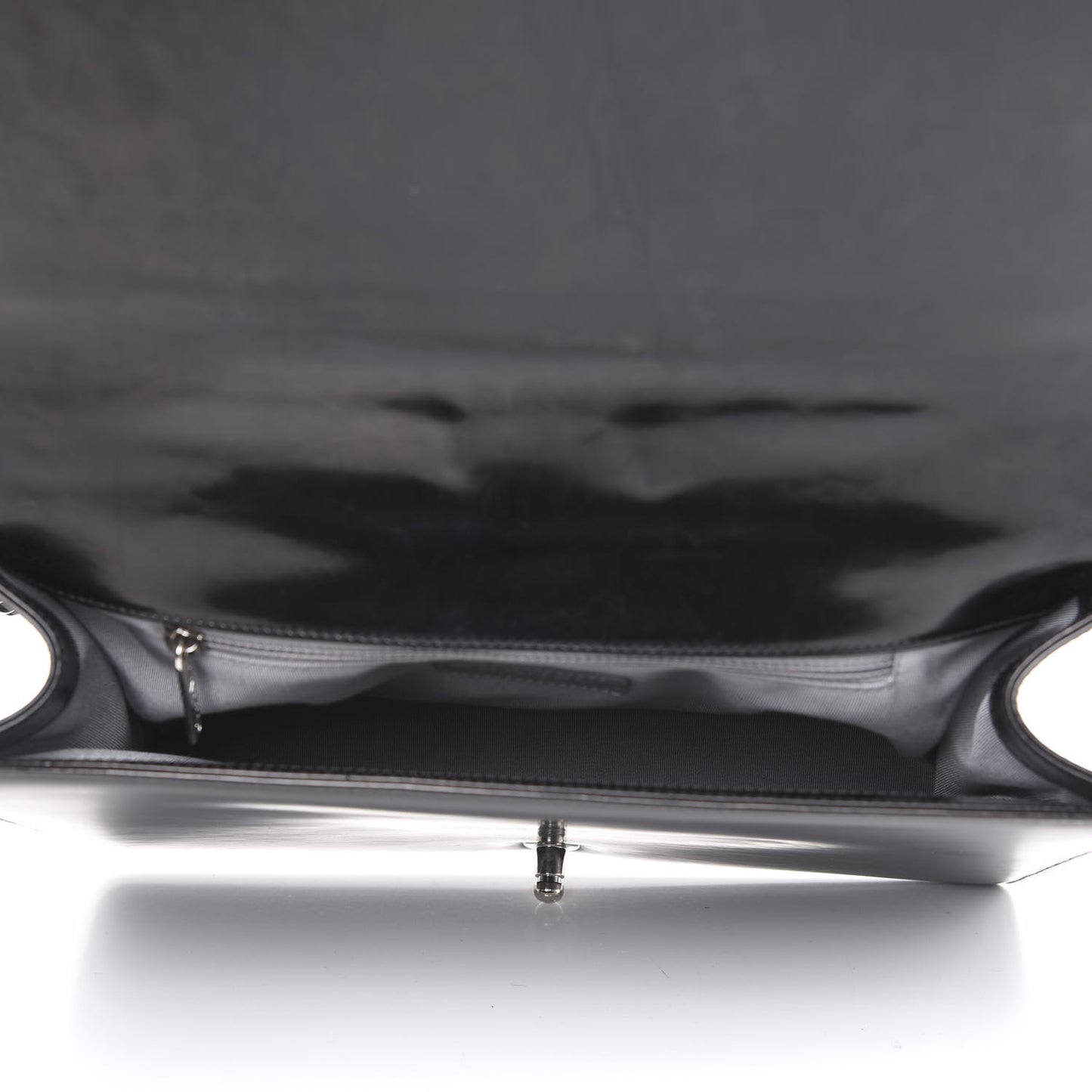 Glazed Calfskin Large Boy Flap Black