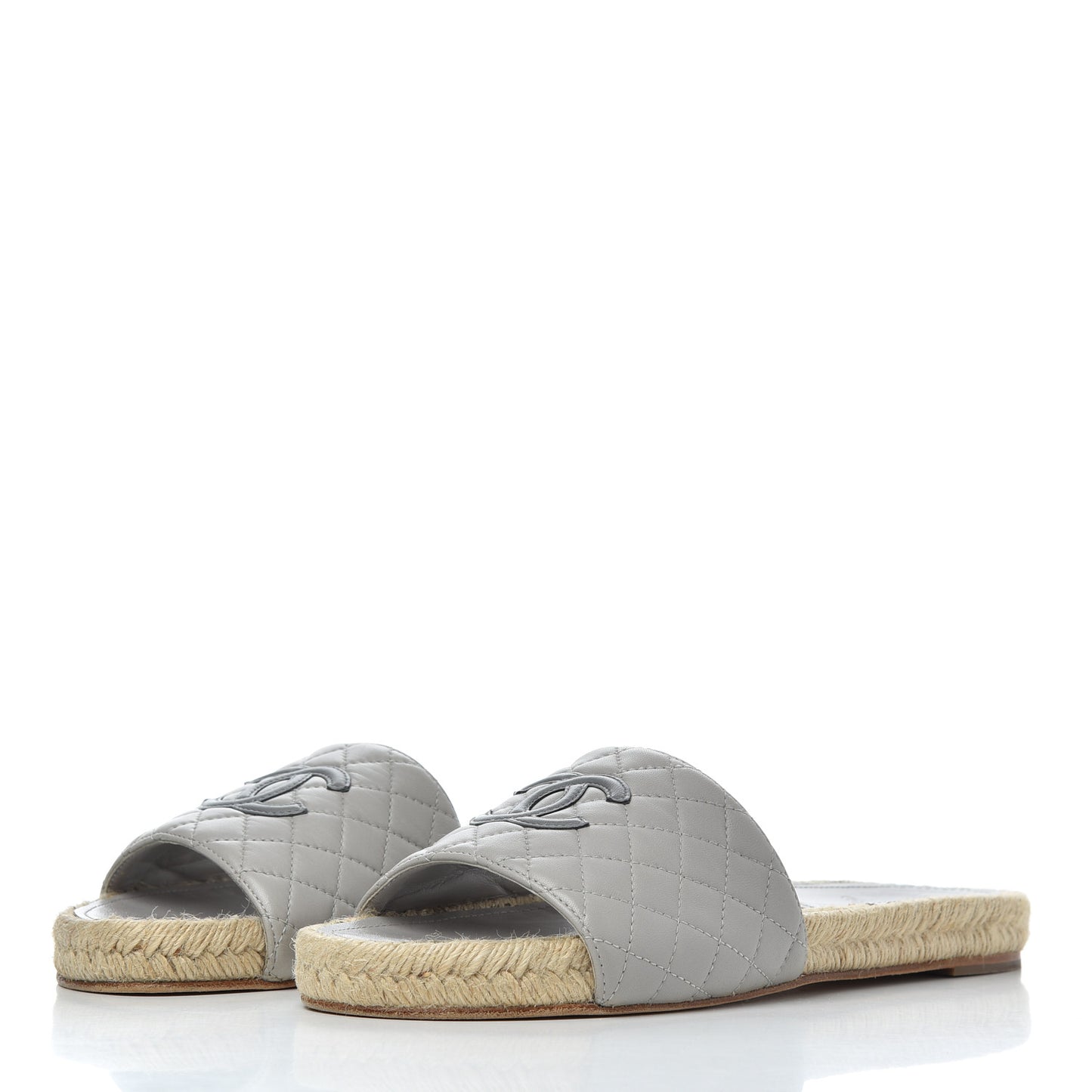 Lambskin Espadrille Mules 42 Light Grey