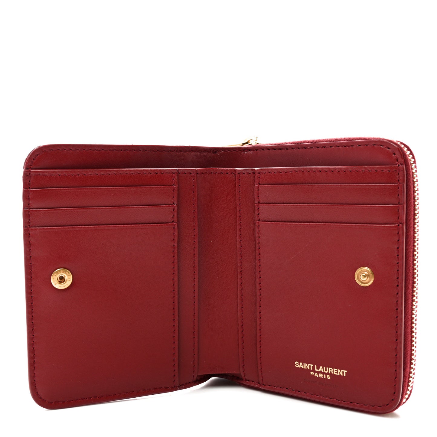 Lambskin Matelasse Chevron Monogram Compact Zip Around Wallet Rouge Opium