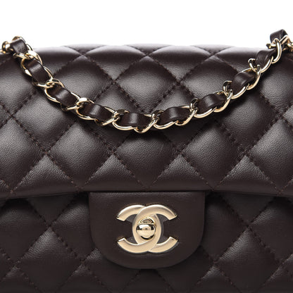 Chanel Lambskin Quilted Mini Rectangular Flap Dark Brown 10 of 11