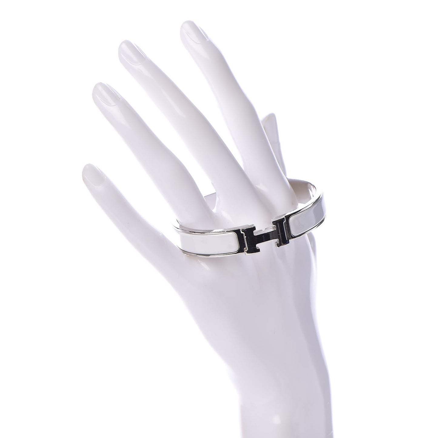 Enamel Narrow Clic Clac H Bracelet PM White