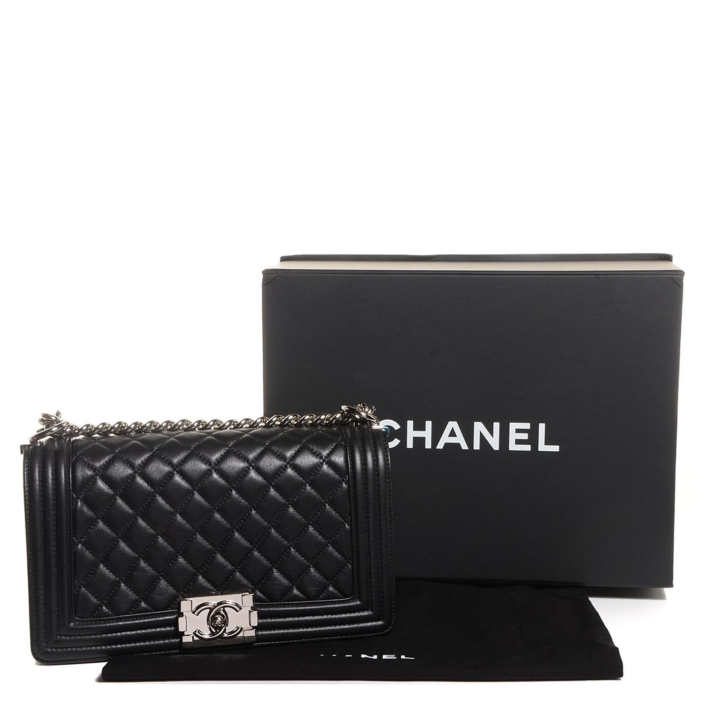 Calfskin Quilted Medium Boy Flap Black