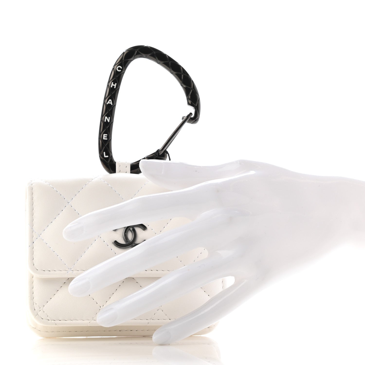 Chanel Lambskin Quilted CC Hook Card Holder White 2 of 8