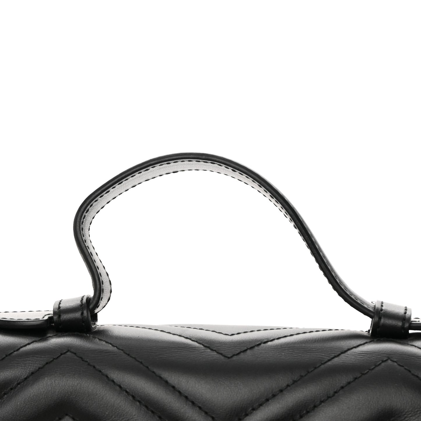 Calfskin Matelasse Small GG Marmont Top Handle Shoulder Bag Black