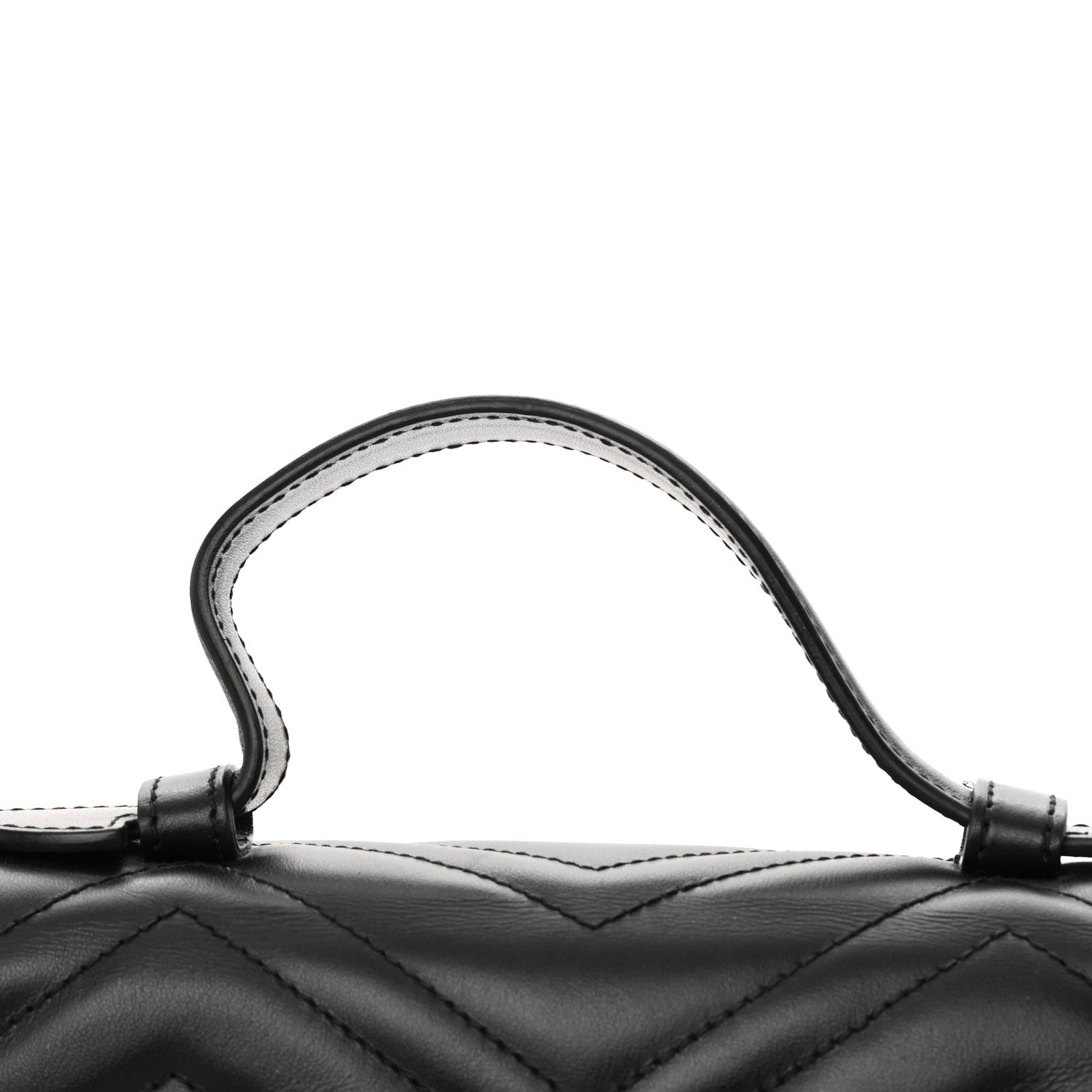 Gucci Calfskin Matelasse Small GG Marmont Top Handle Shoulder Bag Black 13 of 13