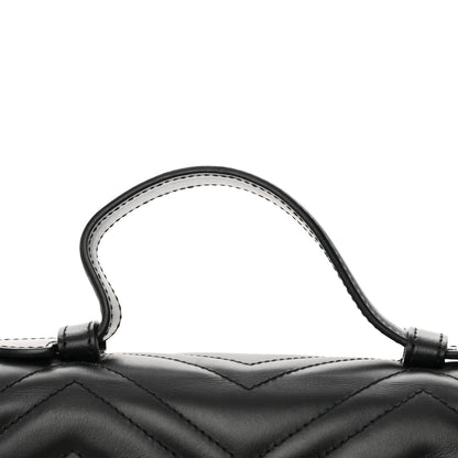 Gucci Calfskin Matelasse Small GG Marmont Top Handle Shoulder Bag Black 13 of 13