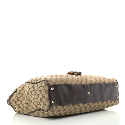 Gucci Monogram Peggy Braided Tote Dark Brown 4 of 14