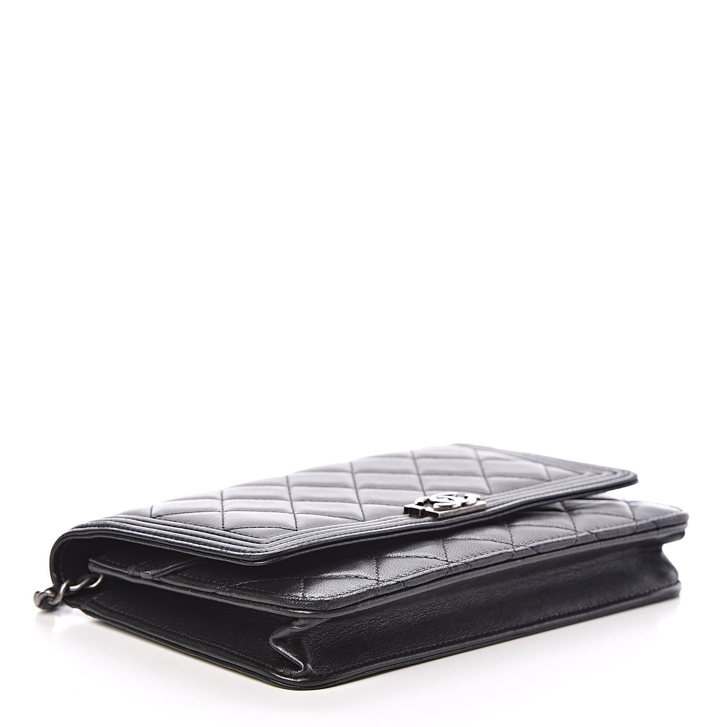Lambskin Quilted Boy Wallet On Chain WOC Black