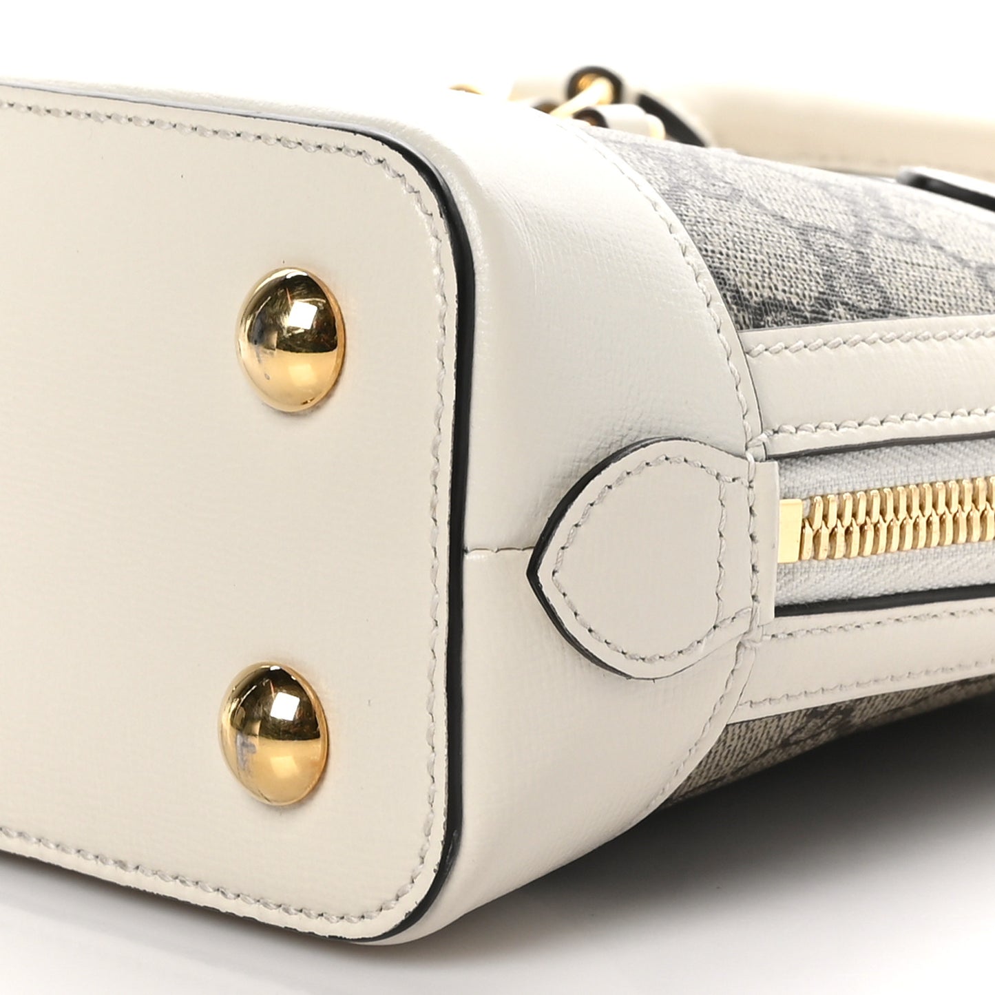GG Supreme Monogram Azalea Calfskin Small Horsebit 1955 Top Handle Bag Beige Ebony Mystic White