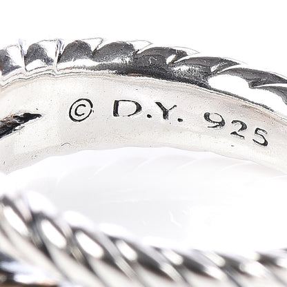 David Yurman Sterling Silver Diamond Pearl 10mm Cable Ring 54 7 5 of 5