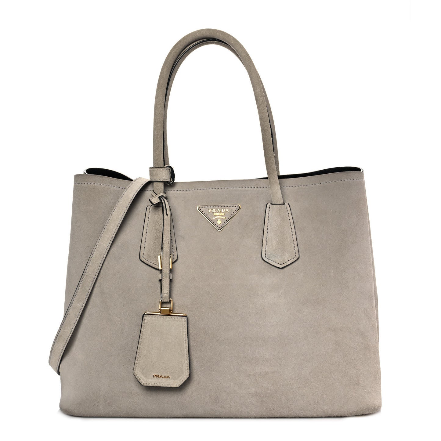 Scamosciato Suede Medium Double Bag Tote Acciaio