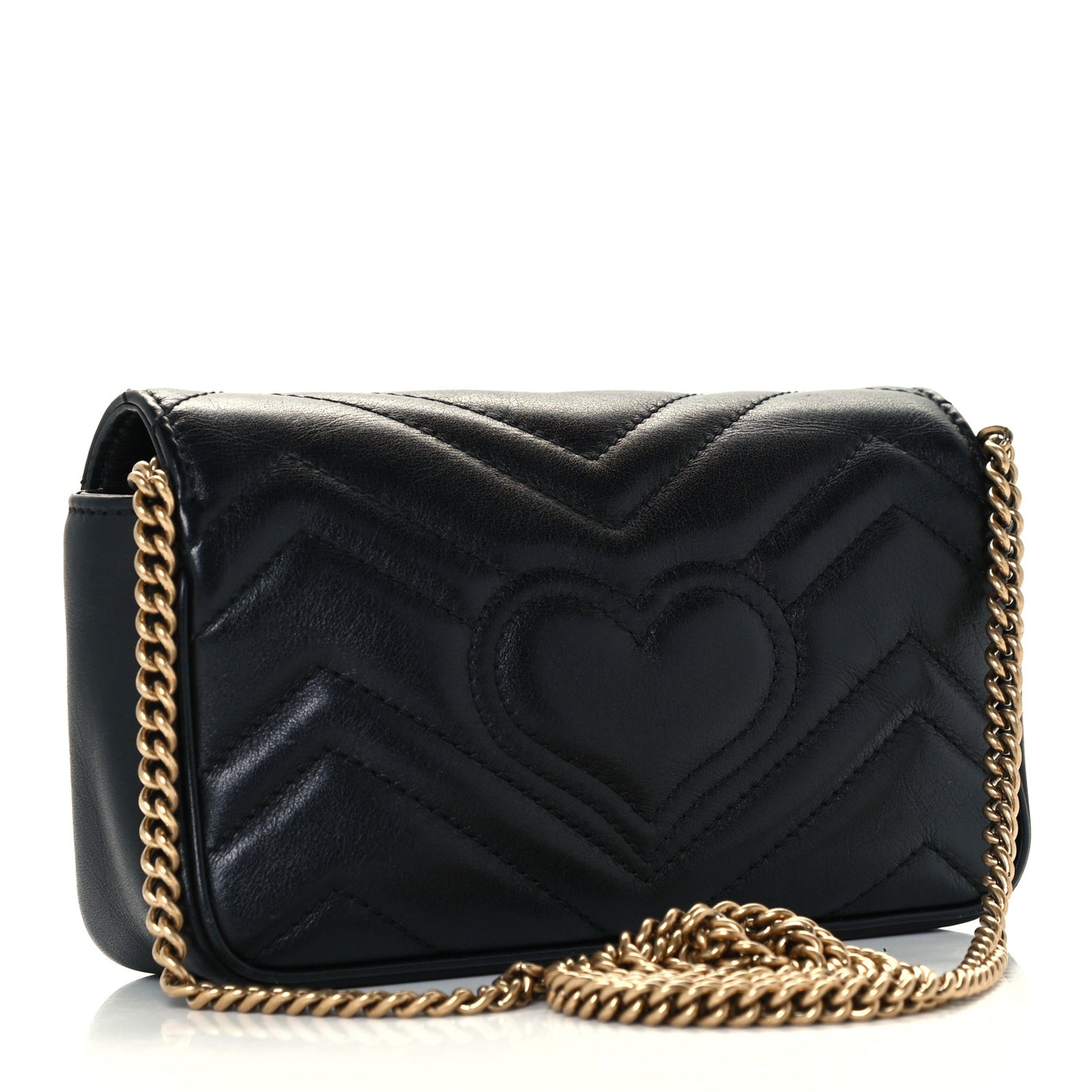 Calfskin Matelasse Super Mini GG Marmont Shoulder Bag Black