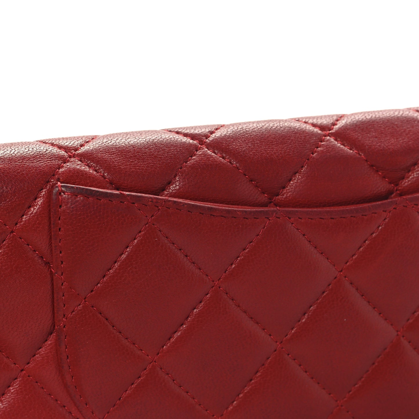Lambskin Quilted Yen Wallet Red Pink