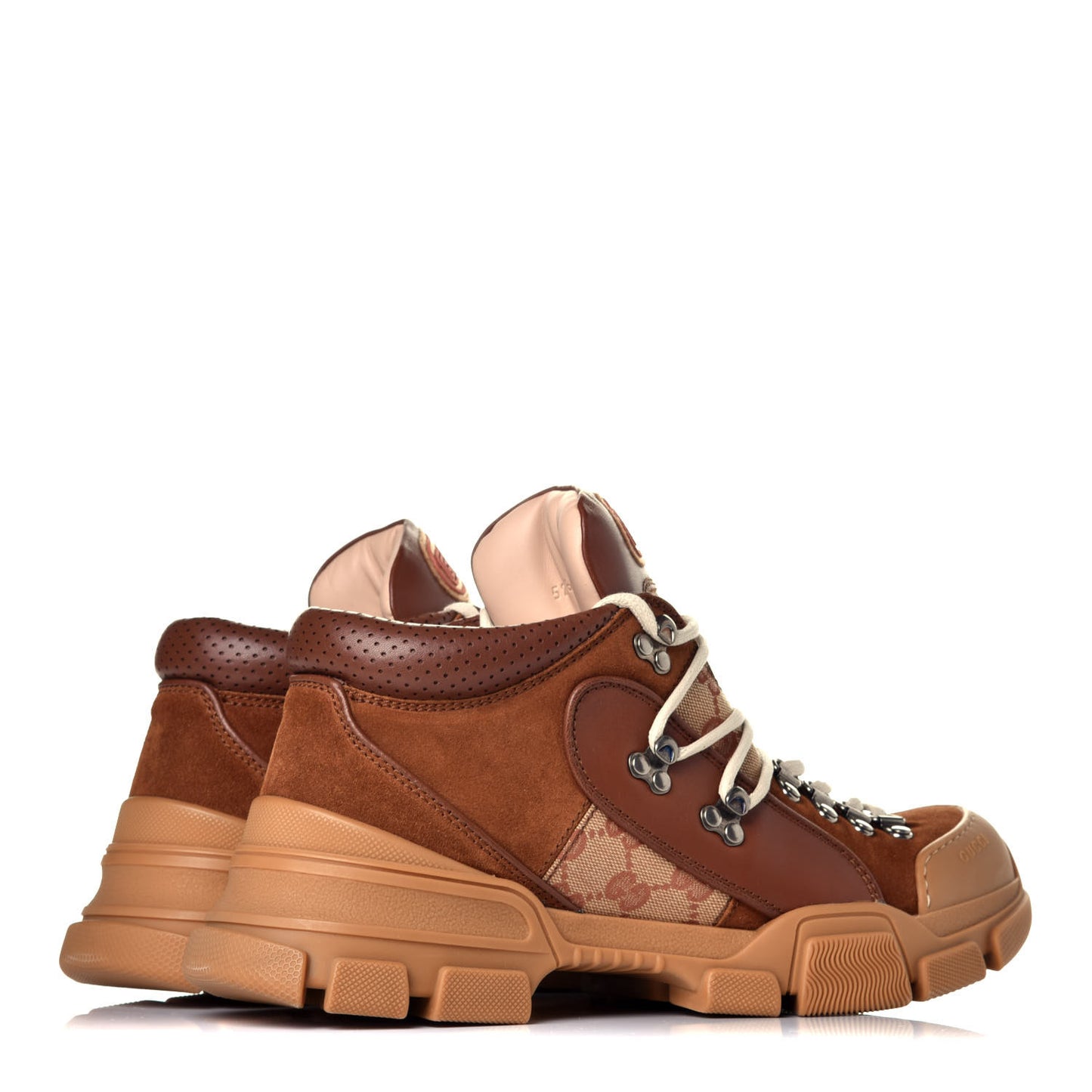 X SEGA Suede Calfskin GG Monogram Mens Flashtrek Sneakers 9 New Cuir Beige Ruggine
