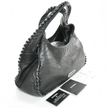 Chanel Leather Chain Hobo Black 3 of 9