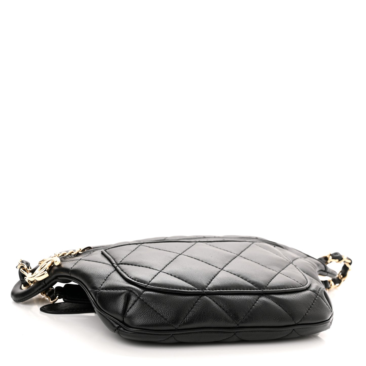 Lambskin Quilted Waist Belt Bag Black