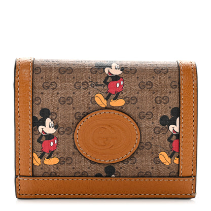 Gucci X DISNEY Mini Vintage GG Supreme Monogram Mickey Mouse Card Holder Wallet Beige Vintage Sun Oil 1 of 8