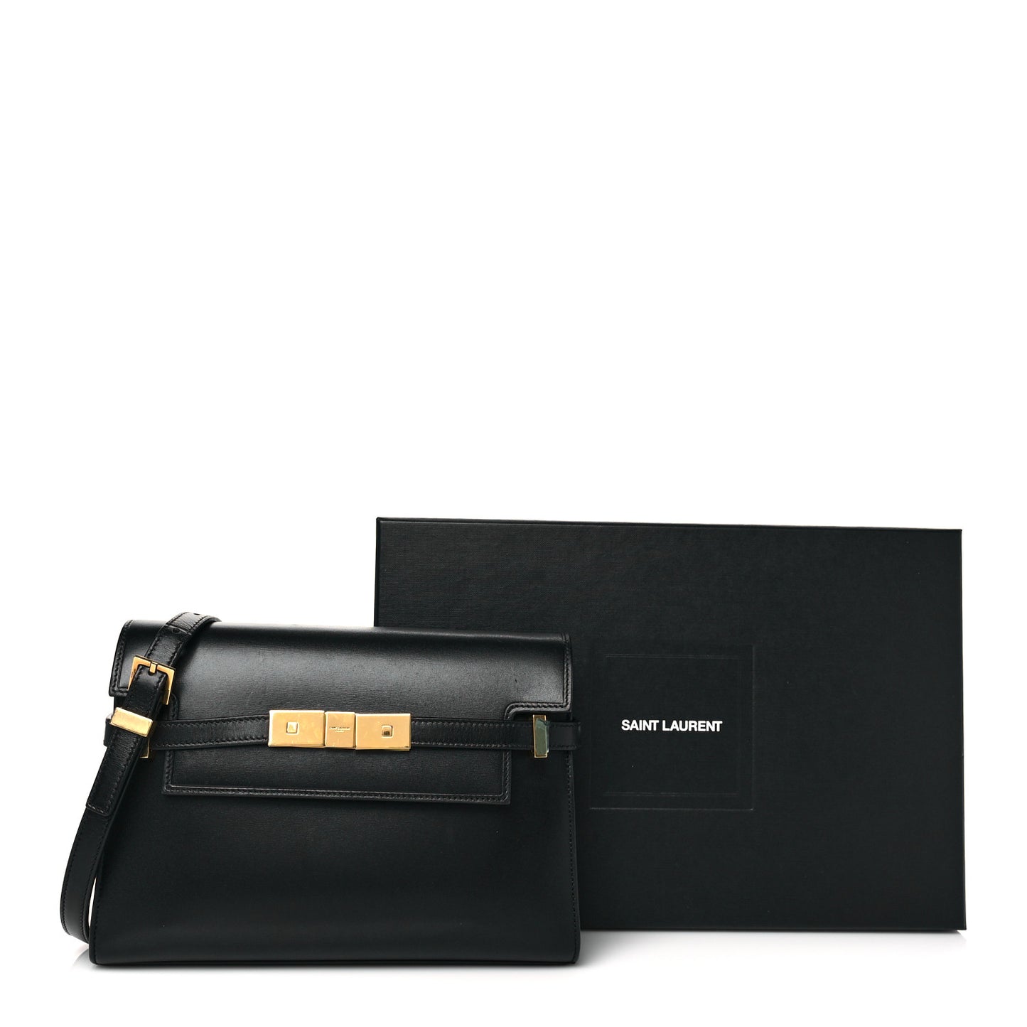 Smooth Calfskin Manhattan Shoulder Bag Black