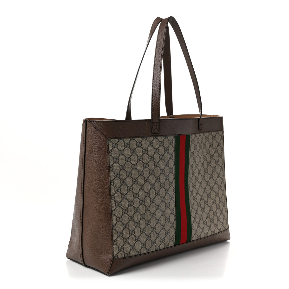 GG Supreme Monogram Web Ophidia Tote Brown