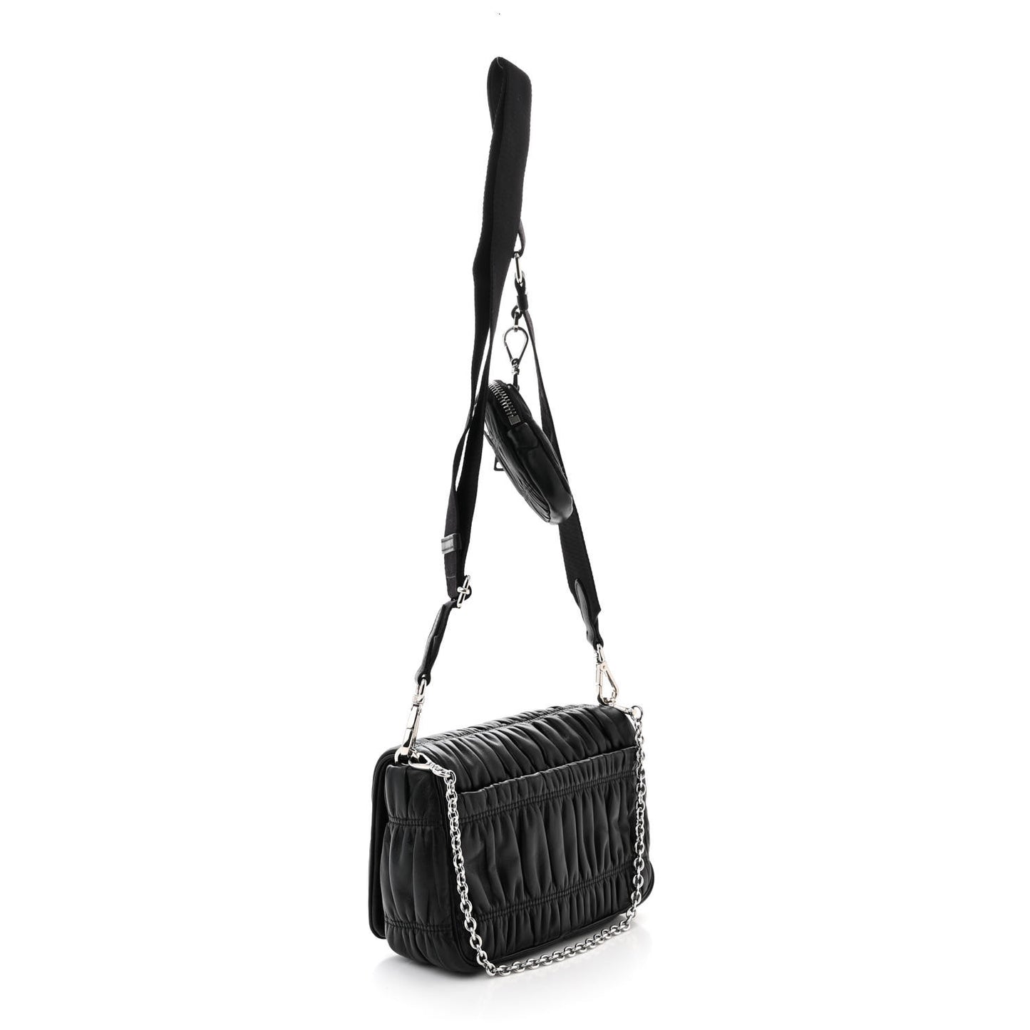 Nappa Gaufre Flap Shoulder Bag Black
