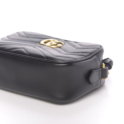 Gucci Calfskin Matelasse Mini GG Marmont Chain Shoulder Bag Black 9 of 10