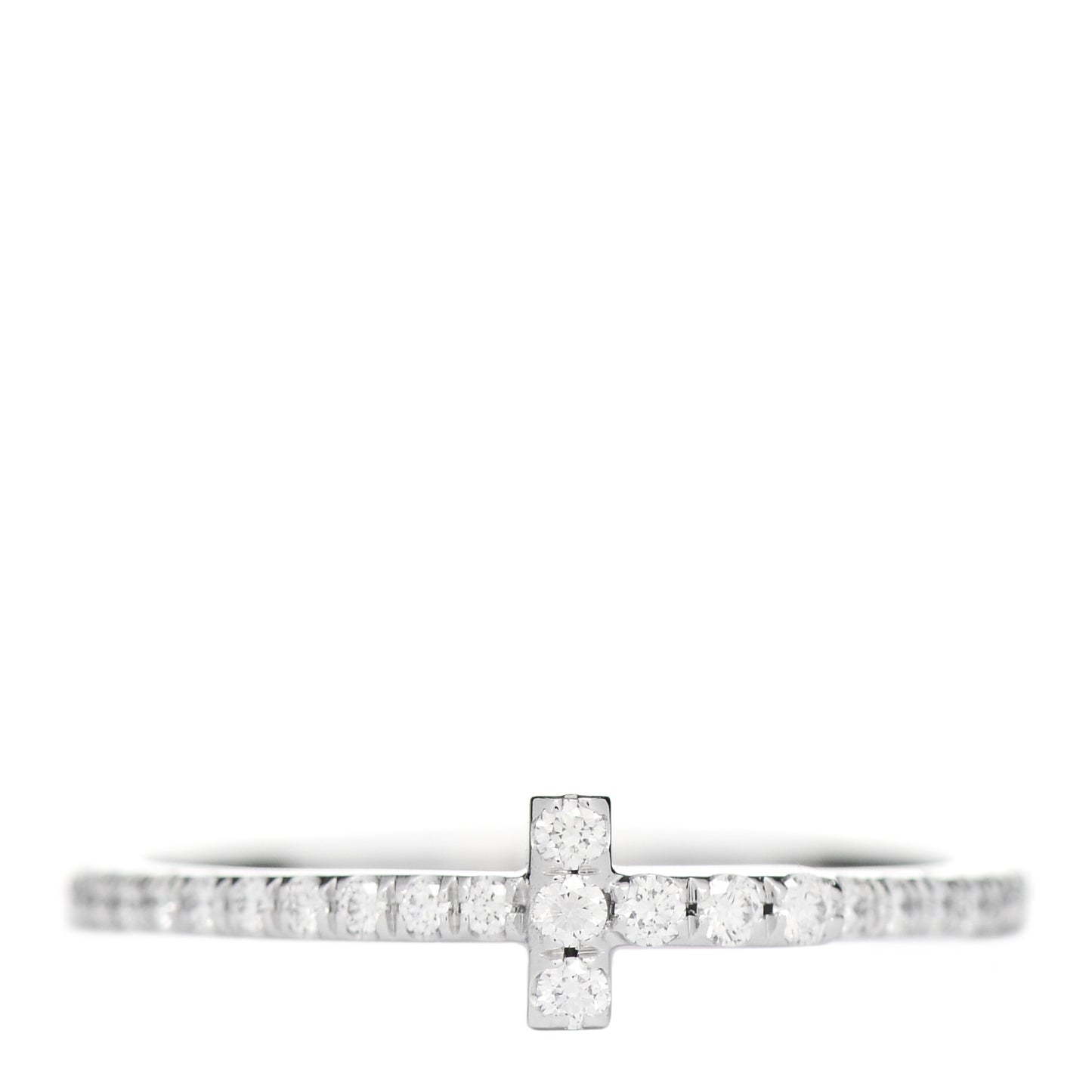 18K White Gold Diamond T Wire Pave Ring 50 5.5