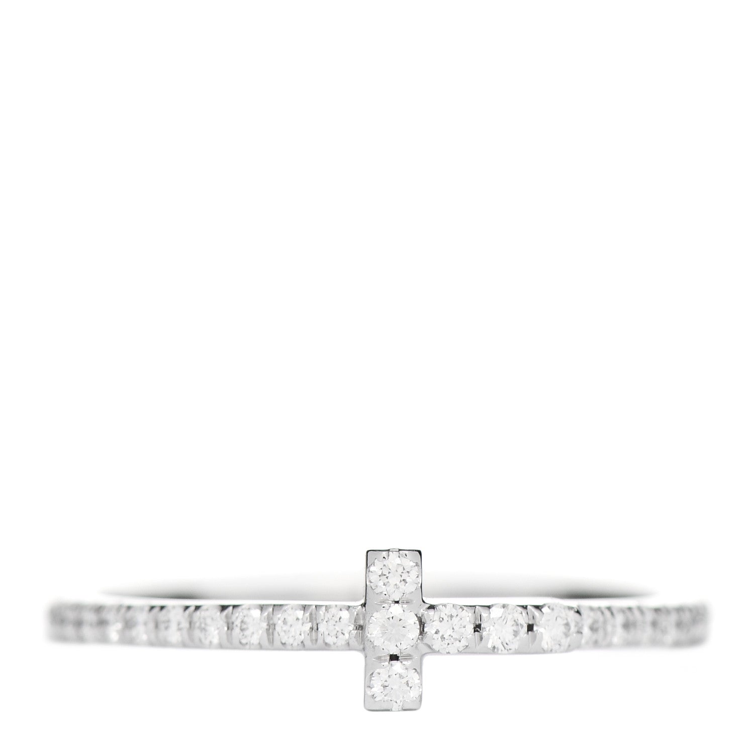 Tiffany 18K White Gold Diamond T Wire Pave Ring 50 5.5 1 of 4