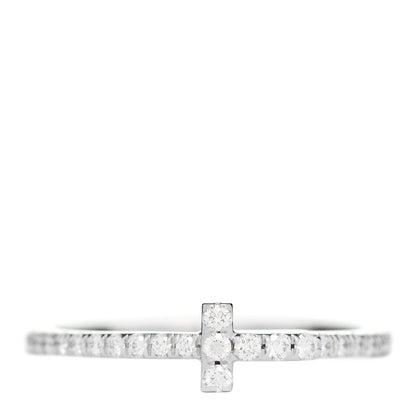 Tiffany 18K White Gold Diamond T Wire Pave Ring 50 5.5 1 of 4