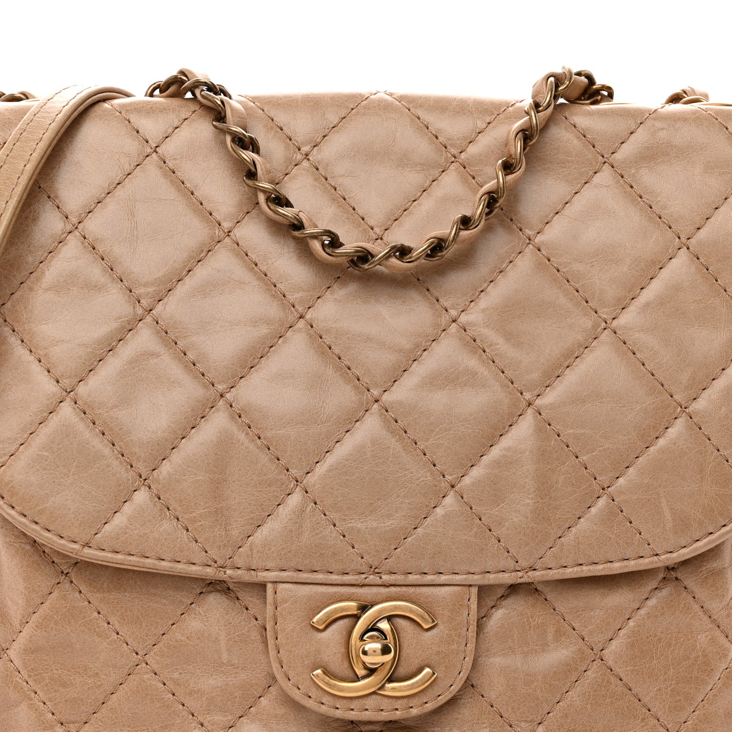 Chanel Glazed Calfskin Quilted Medium Bubble CC Flap Beige 8 of 12