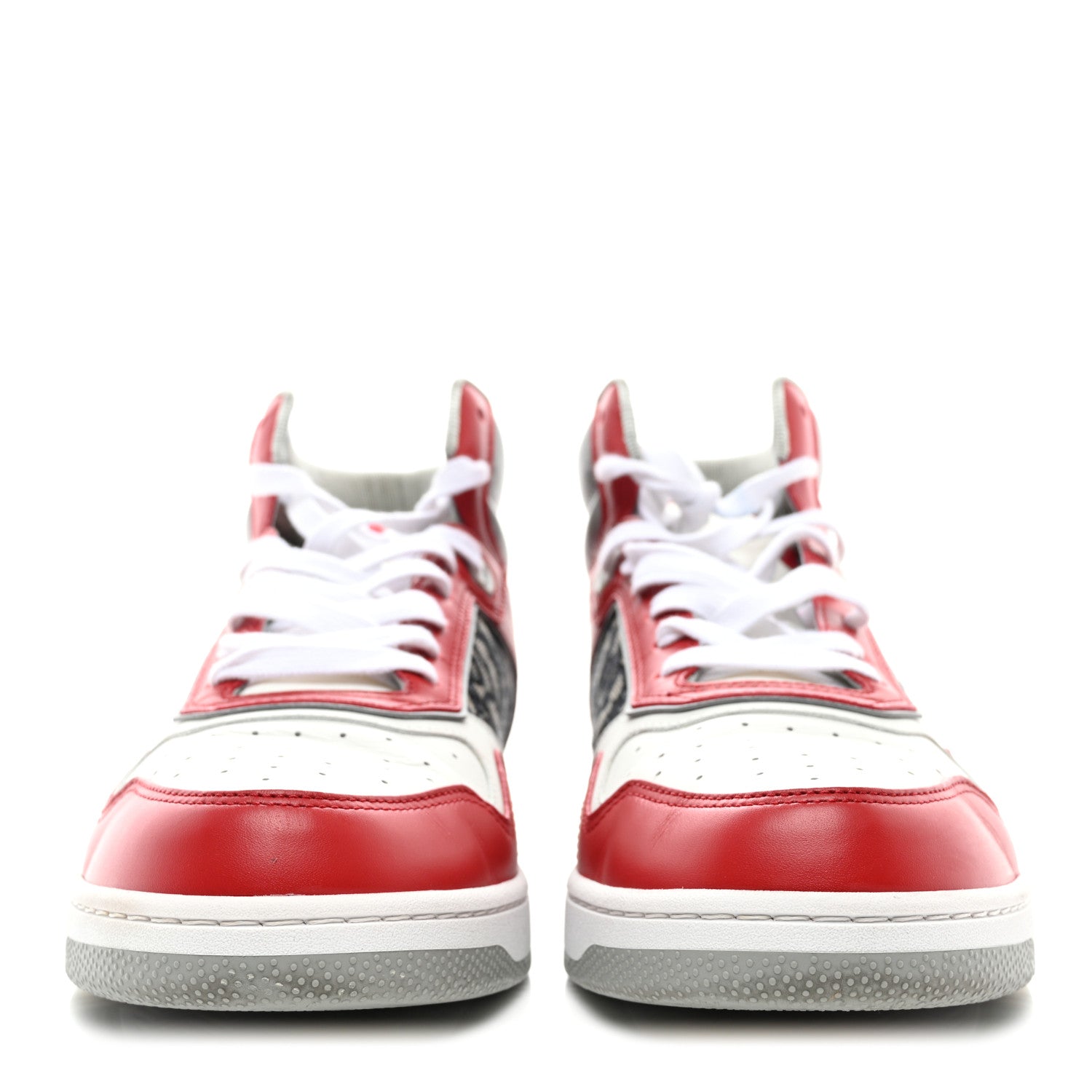 Christian Dior Smooth Calfskin Jacquard Oblique Mens B27 Mid Top Sneakers 44 Red Multicolor 2 of 8