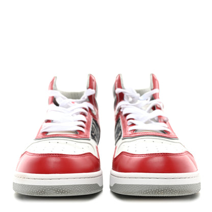Christian Dior Smooth Calfskin Jacquard Oblique Mens B27 Mid Top Sneakers 44 Red Multicolor 2 of 8