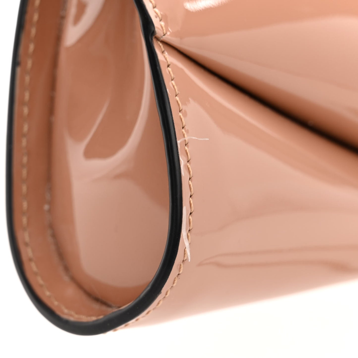 Patent Small Loubi Twist Zip Chain Clutch Bag Blush