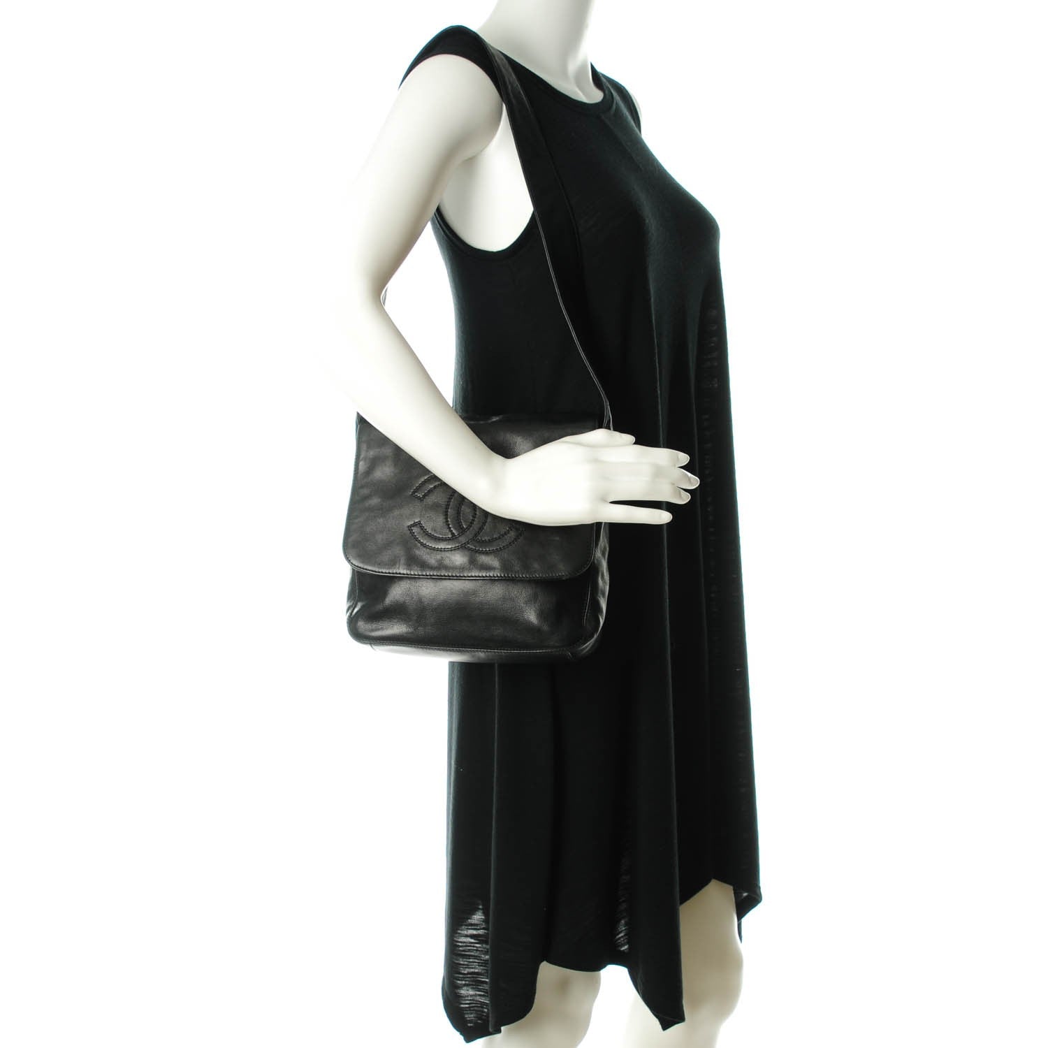 Chanel Lambskin CC Shoulder Flap Bag Black 2 of 7