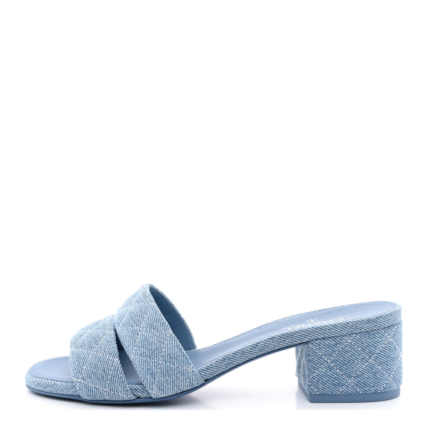 Chanel Denim Quilted Mules 38 Blue 1 of 10