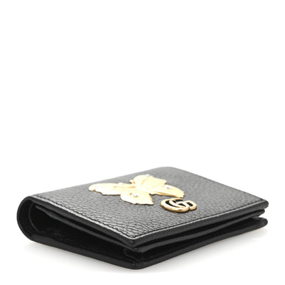 Gucci Pebbled Calfskin Butterfly Card Case Black 4 of 10
