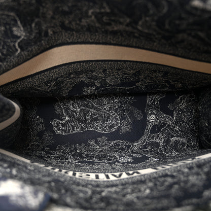 Christian Dior Canvas Embroidered Large Toile De Jouy Reverse Book Tote Blue 5 of 10