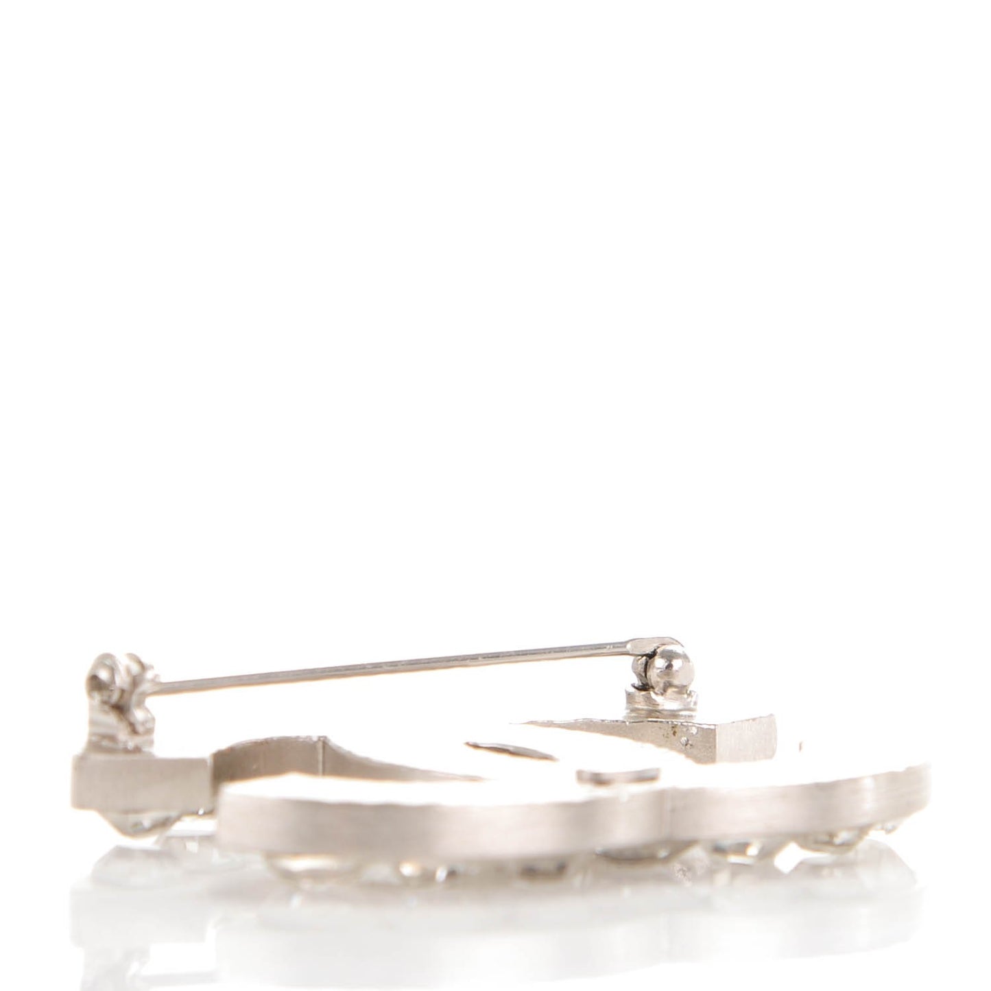 Crystal Heart CC Brooch Silver