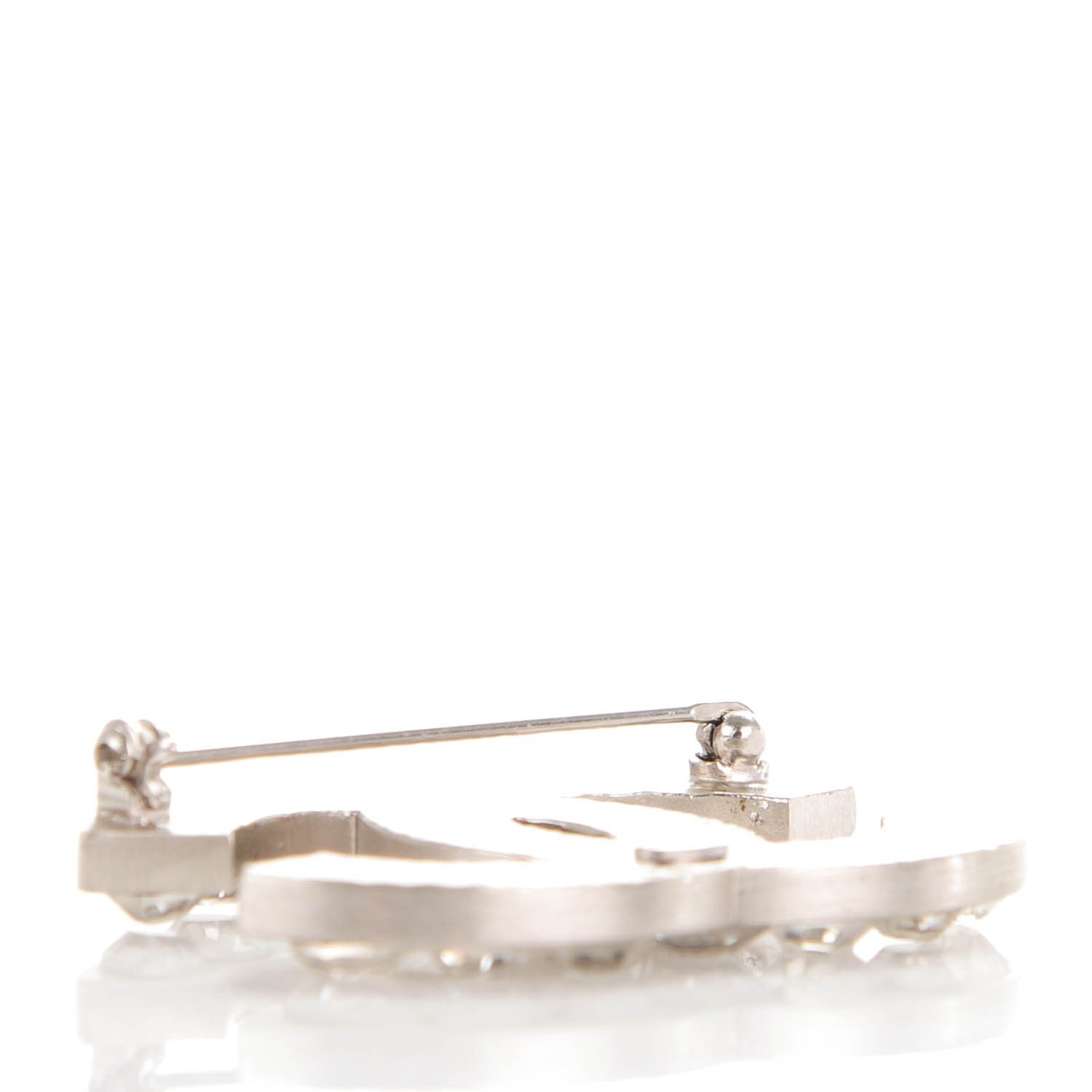 Chanel Crystal Heart CC Brooch Silver 3 of 4
