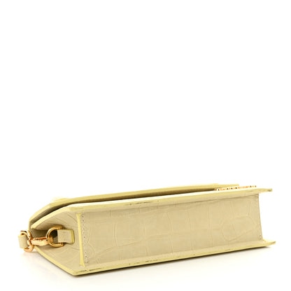Jacquemus Nubuck Crocodile Embossed Le Chiquito Long Pale Yellow 4 of 12