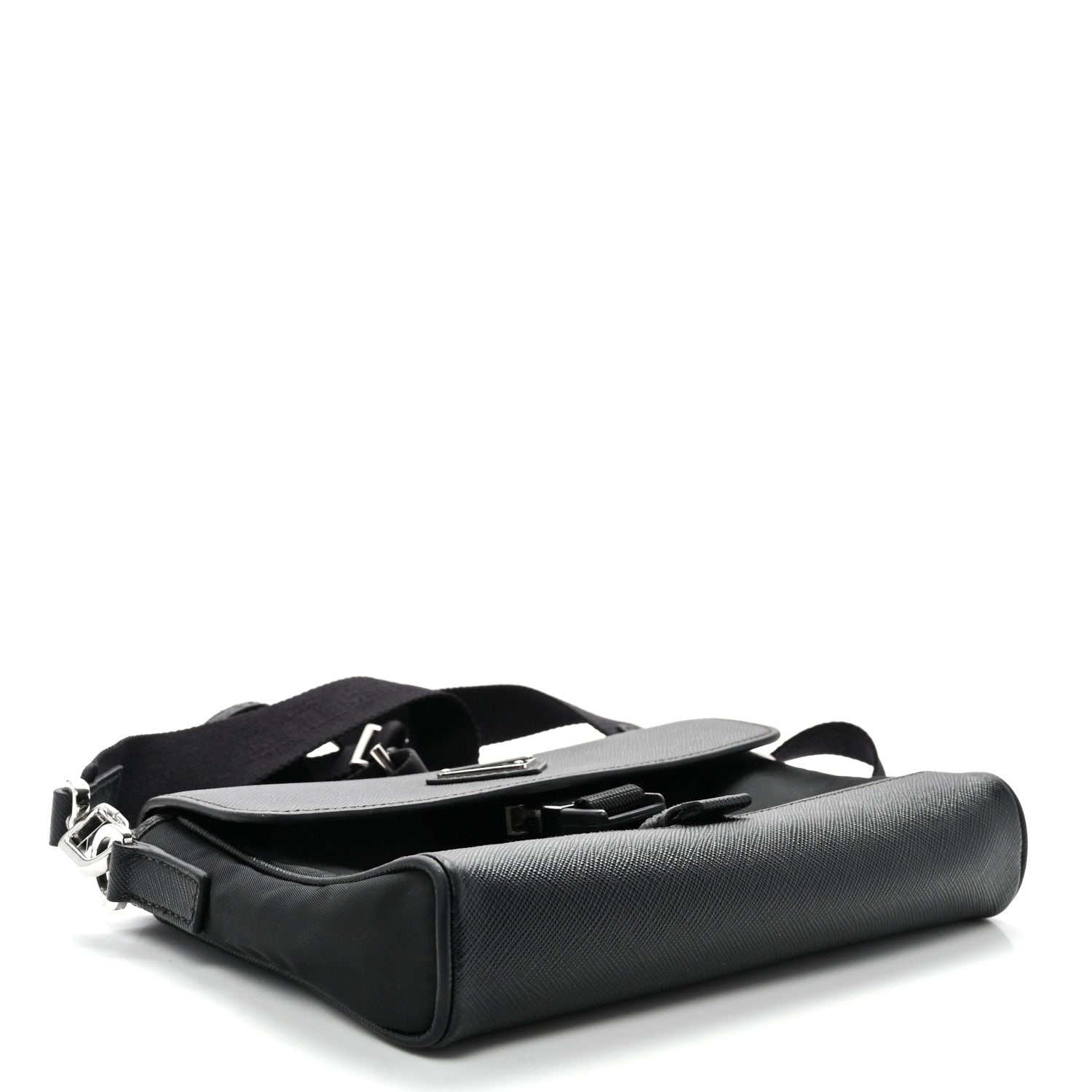 Prada Re-Nylon Saffiano Triangle Shoulder Bag Black 4 of 10