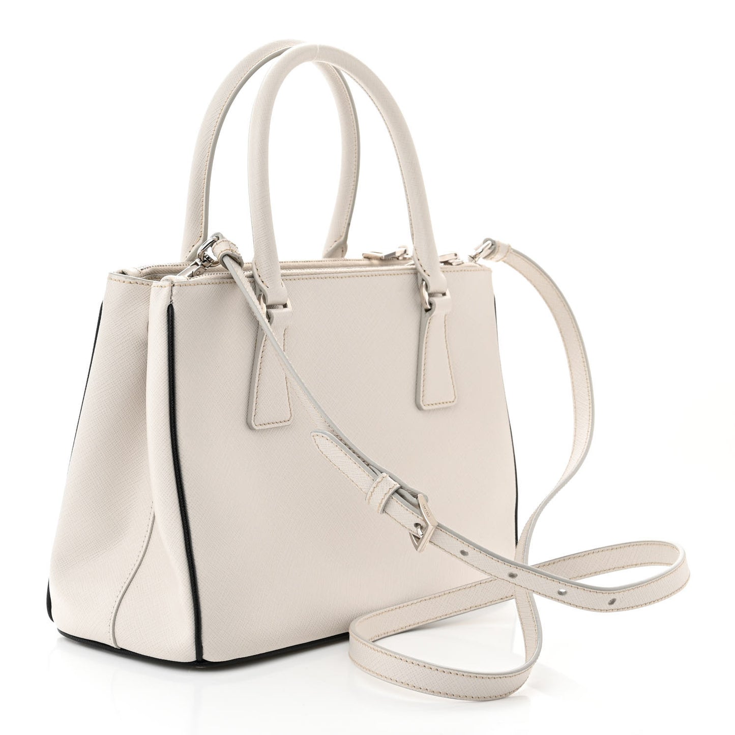 Saffiano Lux Small Galleria Double Zip Tote White