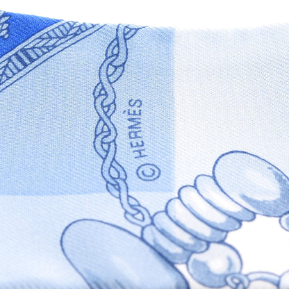 Hermes Silk Mors Et Gourmettes Vichy Twilly Ciel Bleu Azur Blanc 4 of 5