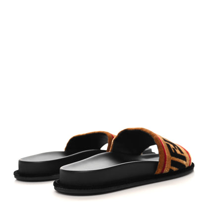 Fendi Velvet FF Flat Slide Sandals 40 Testa Di Moro Tobacco Fragola 5 of 10