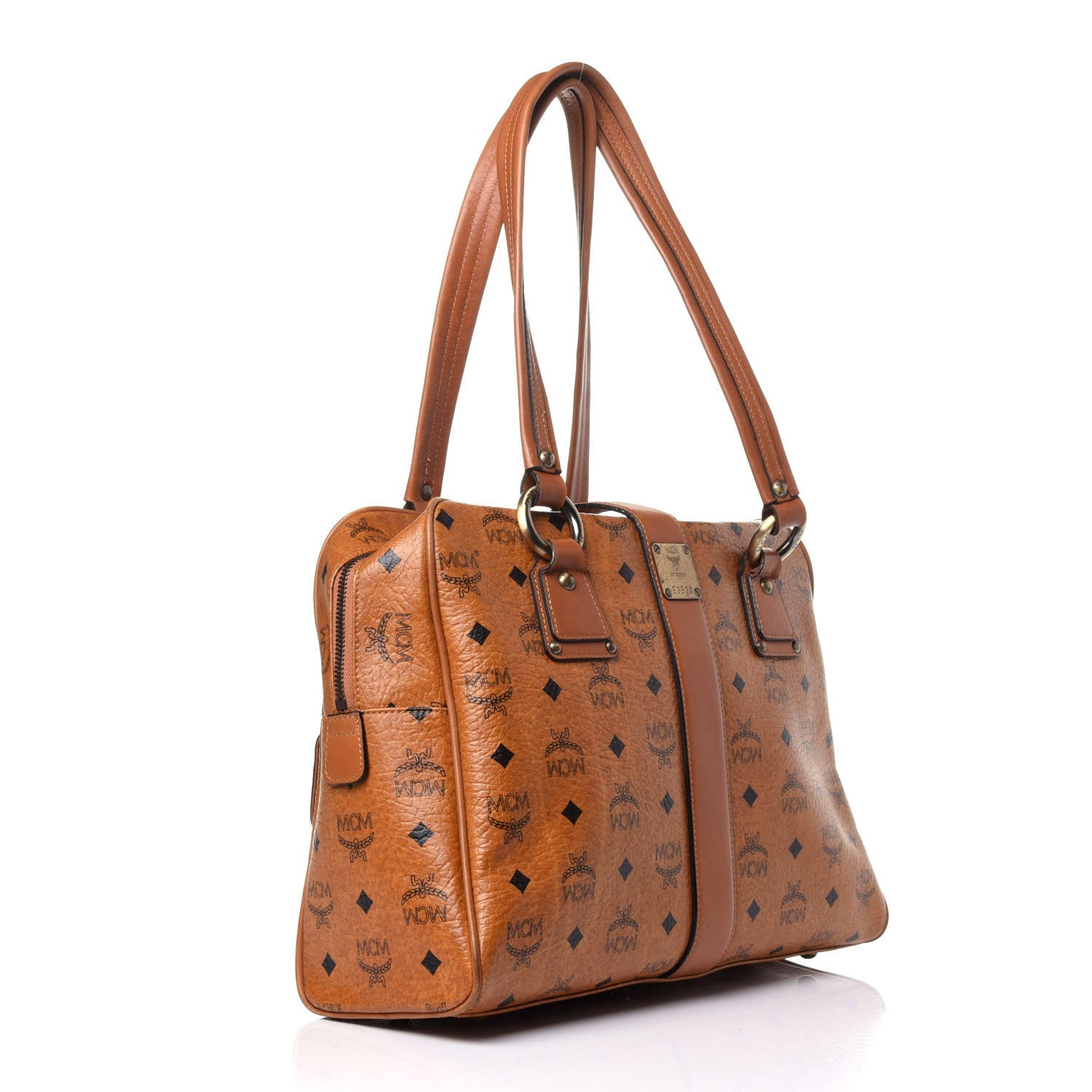 MCM Visetos Satchel Cognac 3 of 12