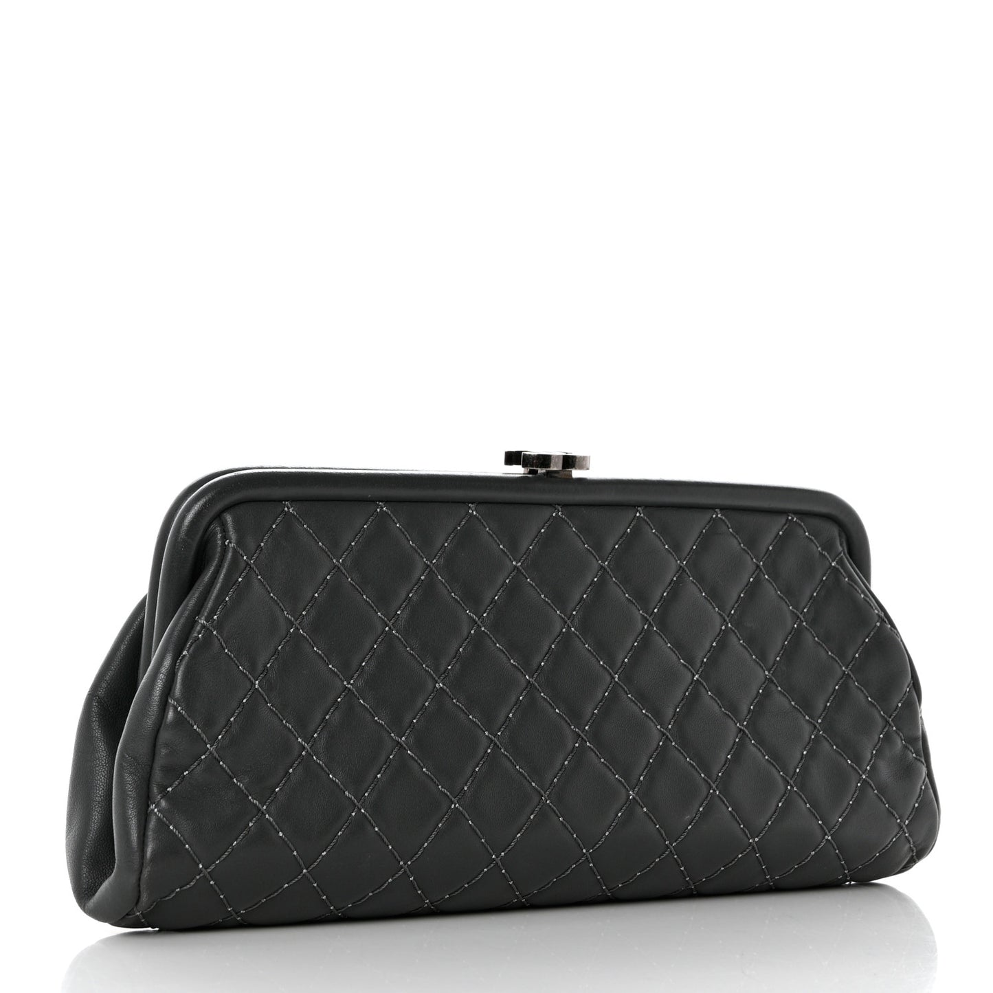 Lambskin Stitched Timeless Clutch Grey